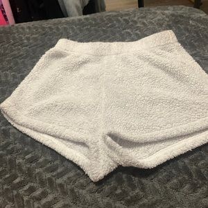 White fuzzy shorts size medium